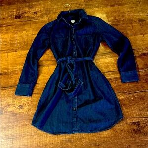 Stylish Blue Denim Belted Shirt Dress